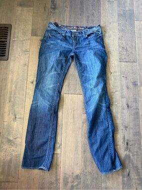 Buffalo David Bitton Women's Low-Rise Straight-Leg Medium Dark Blue Jeans
